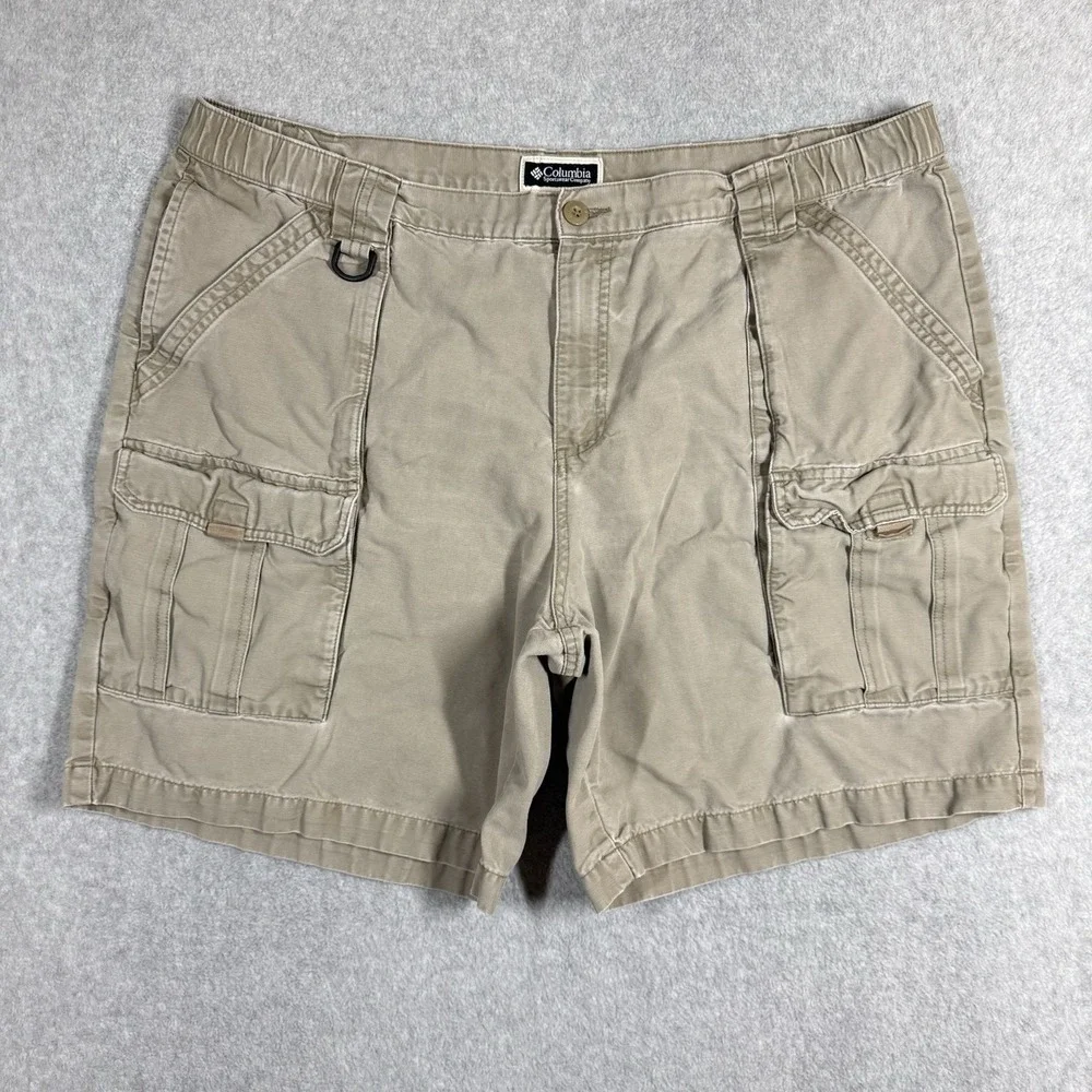 Columbia Safari Shorts Mens XL Beige Canvas Hiking Outdoor Cargo 8